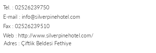 Silver Pine Otel telefon numaralar, faks, e-mail, posta adresi ve iletiim bilgileri